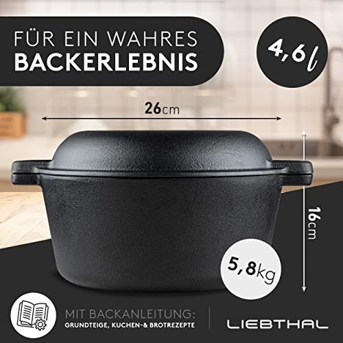 Pentola in Ghisa per Cuocere il Pane - Robusta Con Inserto in Silicone Antiaderente Su Misura - Stampo Con Coperchio 4,6 L - per Arrosto - immagine 5