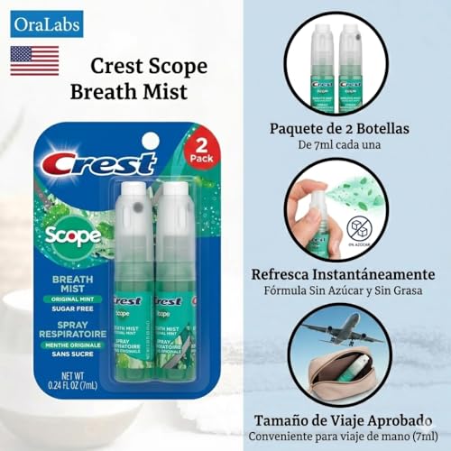 Brume d'haleine Crest Scope contre les odeurs de café : spray menthe 2 ct - 5
