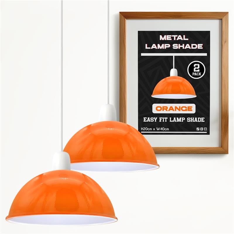 40cm Metal Orange Lamp Shade for Ceiling Pendant Light Fitting - Modern Easy Fit E27 Replacement Light Shade for Living Room, Kitchen, Bedroom. โ image 1