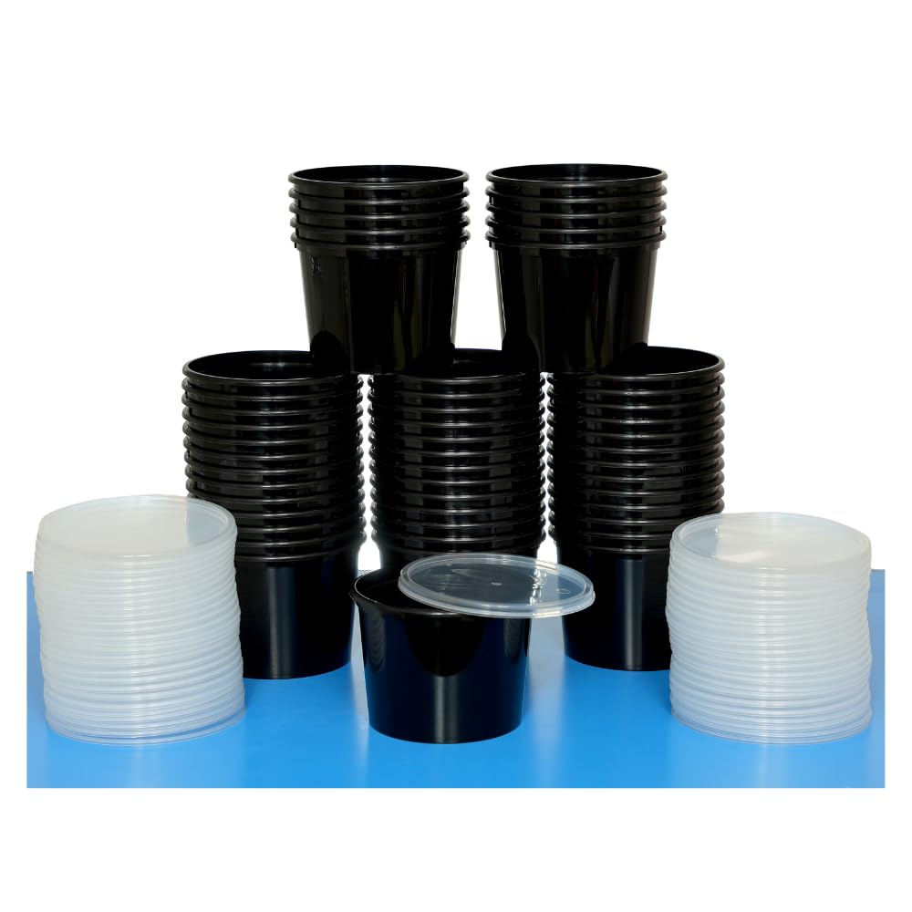 50 PCs 500 ml Reusable Round Food Containers with Transparent Airtight Lid for Food Delivery, Food Storage, General Storage, Fridge Storage | Microwave & Freezer Safe Containers | Pack of 50 (Black) (B0CVFSBW8W) Amazon Price History, Amazon Price Tracker