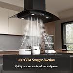 FIREGAS 36 Hotte de l'île de inch 700 CFM, Poêle convertie duct-less Hood3-Speed Éventail, LED Éclairage, contrôle du bouton Plafond de plafond Range Hood Vent pour la cuisine