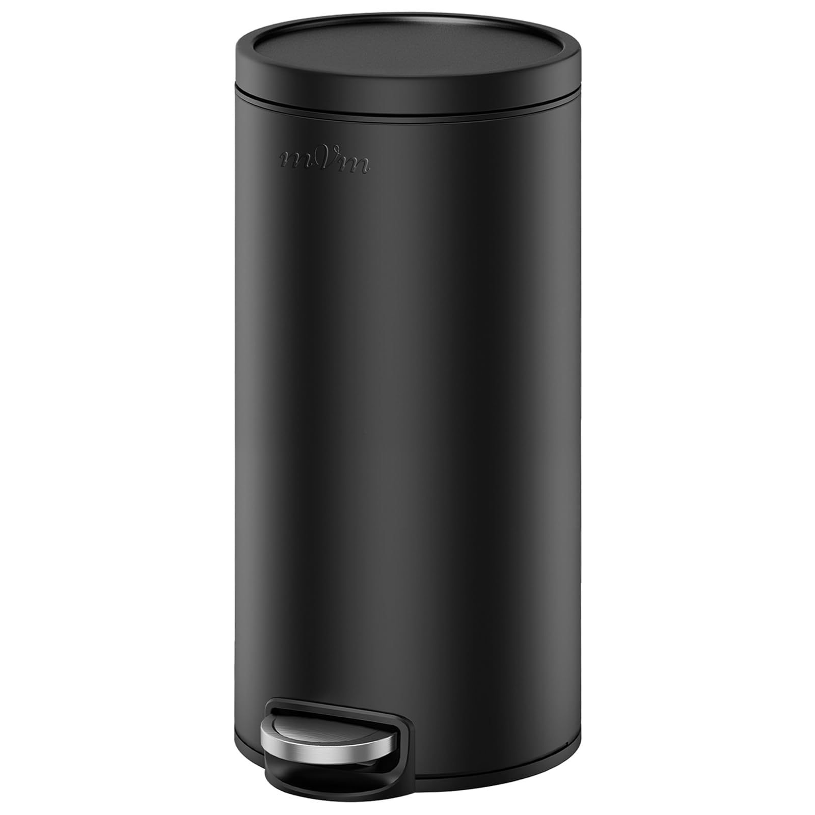 mVm 30L Kitchen Bin, Stainless Steel Pedal Rubbish Bin, Bin with Lid, Black