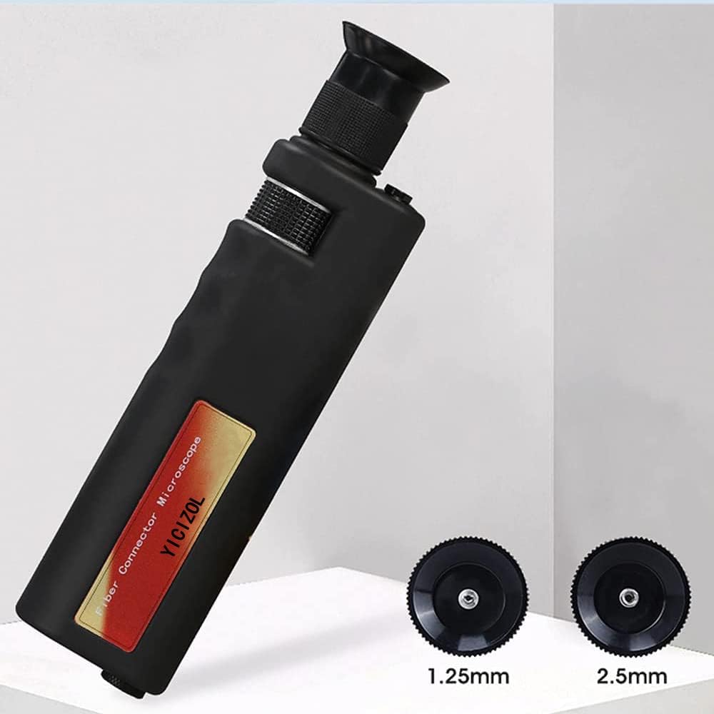 YICIZOL Optic Fiber Cleaning Inspection Kits Including 400 Times Fiber Connector Microscope for 1.25/2.5mm FC/SC/ST/LC Connector & 1.25mm/2.5mm Cleaner Pens & Cleaning Cassette