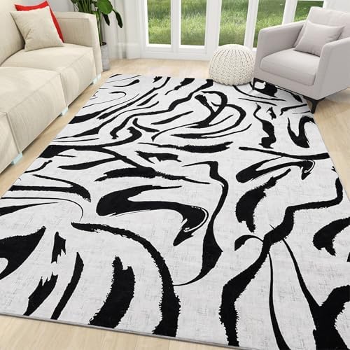 YIHOUSE Modern Area Rugs 6x9, Washable Black and White Rug — free download