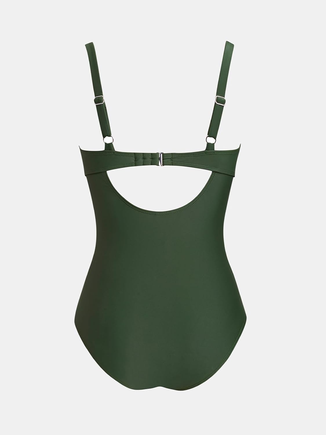 CUPSHE Women's One Piece Swimsuit Bathing Suit V Neck Back Hook Cutout Adjustable Straps Ruched Mesh - Image 7