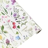 Flowers Wrapping Paper Roll-17 Inches X 32.8 Feet, Mini Roll, Colorful Plaid Design Wrap Paper for Girls Women Grandma, for Birthdays, Bridal Shower, Weddings, Anniversaries, Mother's Day, Floral Design, 1 Roll