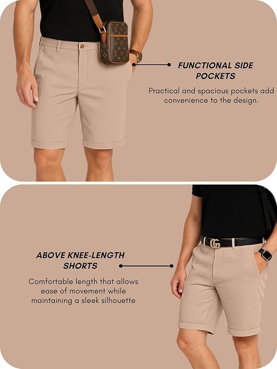Image of GRECIILOOKS Casual Men Shorts | Rich Regular Fit Solid Short with Side Pockets | Relaxed Fit Half Pants | Mid Rise Waist (Available in Plus Size)
