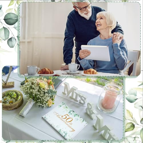 Image of Patelai Wedding Anniversary Guest Book Decorations Wedding Guest Book Sign Alternative 50th commemoration day Party Favors with Pen, 112 Pages(50th Anniversary)
