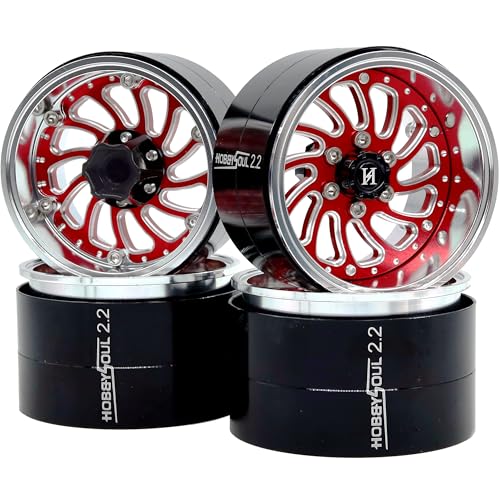 HOBBYSOUL 2.2 Beadlock Wheels Negative Offset Rims Wide 40mm for RC 1/10 Crawler SCX10 Capra TRX4 AMG 6x6 Upgrades, HS701579