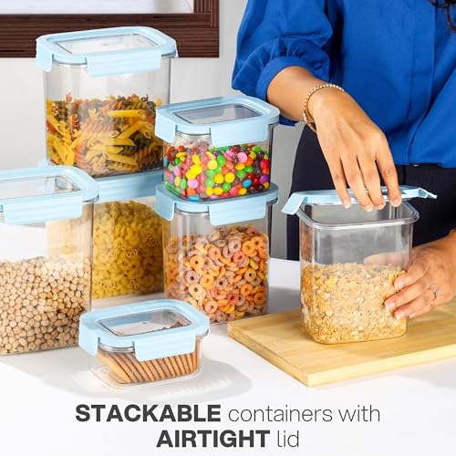 Image of CELLO Stylelock Pet Storage Container for Kitchen 620 ml Baby Blue | Freezer & Fridge Safe Stackable Airtight Kitchen Storage Container Jar Box Set for Biscuits Bread Coffee Fruits Pasta Flour Spices