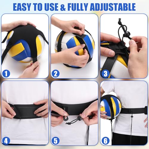 Image of TOBWOLF Volleyball Training Equipment Aid, Elastic Self-Training Volleyball Resistance Band with Adjustable Waist Belt & Ball Pouch & Hand Strap for Practicing Serving, Spiking, Arm Swing Passing