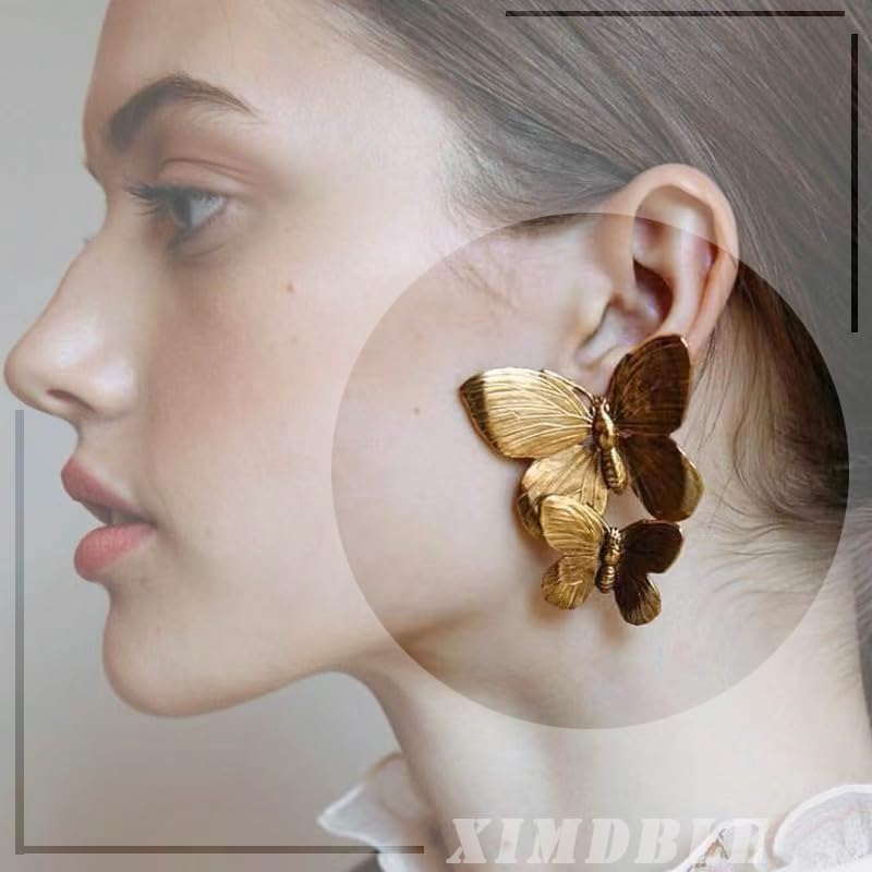 Vintage Wooden Leaf Dangle Earrings Large Wooden Leaf Earrings Yellow Exaggerated Leaf Stud Earrings Hollow Leaf Drop Earrings Jewelry for Women - Image 7
