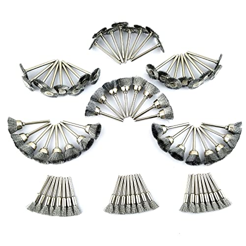 Merryland Cepillo Metálico de Alambre Acero para Dremel 72pcs, Cepillo Circular y Copa 24pcs Cada Uno, Cepillo de Pulir para Herramienta Rotativa Eléctrica, RMTA072C1