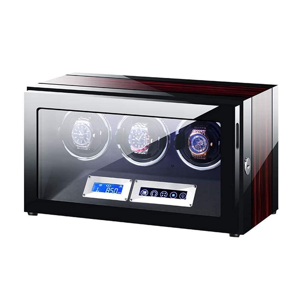 MYUYEE Watch Winder Watch Winder Box For 3 Automatic Watches With Lcd Touch Screen Adjustable Watch Pillows Blue Led Light 5 Rotation Modes Watch Winder