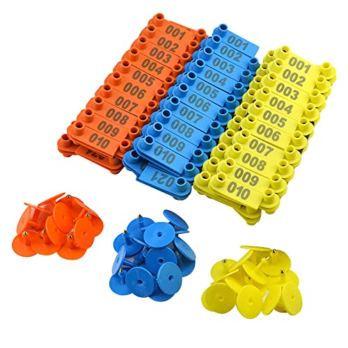 Wmycongcong 300 Pcs 1-100 Number Plastic Livestock Ear Tag Animal Tag Blue Yellow Orange And Ear Tag Applicator For Goat Sheep #TOP1