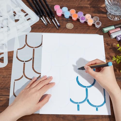 NBEADS 6 Styles Retro Tile Painting Stencils, 30x30cm Mid Century Modern DIY Art Craft Wall Stencils, White Floral Bird Sun - Image 3