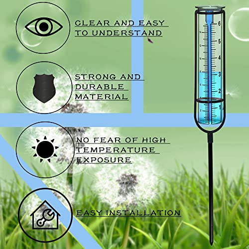 Biuwing Rain Gauge, Glass Rain Gauge Outdoor, Rain Gauges For Yard With Stake Best Rated, Decorative For Garden, Deck, Lawn, Landscape (Black Rain Gauge) #TOP5