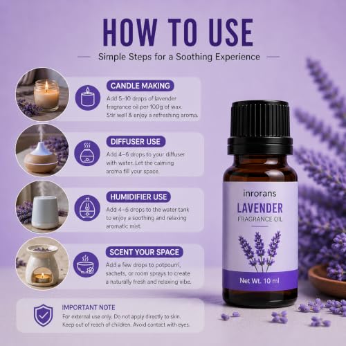 Image of Lavender Fragrance Oil | Premium Scented Oil for Diffuser, Humidifier, Aroma Burner, Potpourri, Candle Making, Soap Making & Home Fragrance | Pack of 2 (10+10 ml)