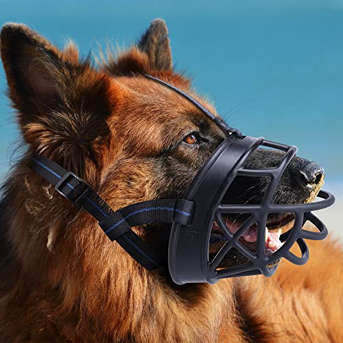 Dog Muzzle, Breathable Basket Muzzles For Small, Medium, Large And X-Large Dogs, Prevent Barking, Biting, Chewing Dog Mouth Cover #TOP4