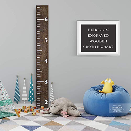 Back40Life Wooden Kids Growth Chart Ruler for Boys and Girls (Establishment) (Dark Walnut + White)