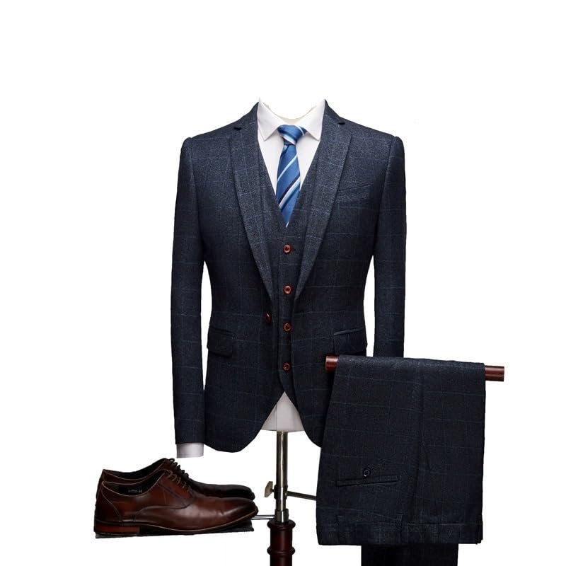 Formal Business 3 Piece Men's Suit Set Slim Fit with Vest Pants for Office Wedding Prom(Medium)