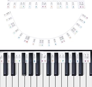 NBEADS 2 Pcs/Set Piano Notes Guide, 61-Key Full Size Piano Keyboard Rake Notes Removable Piano Keyboard Note Labels for Beginner Learning Music Lesson and Guide, Colorful