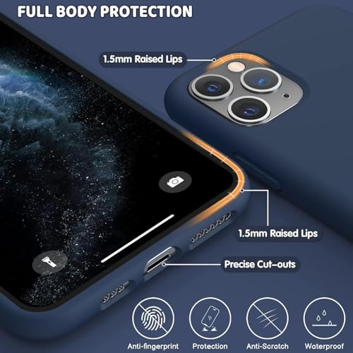 Image of DIZORO Microfiber Candy Case Compatible for iPhone 11 Pro 5.8 inch, Shockproof Slim Back Cover Liquid Silicone Case - Blue