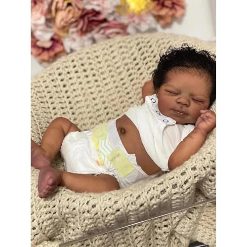 Muñeca Reborn Realista 19 Pulgadas Cuerpo Suave Negra miniatura 1