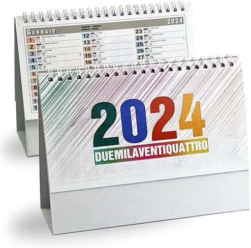 Pubblimania CALENDARIO DA TAVOLO O Scrivania 2024, Girapagina A Spirale