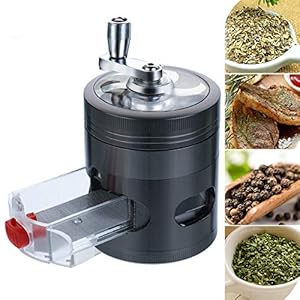 Hand Spice Grinder Metalen Kruidenmolen met Stuifmeel Catcher Handmatige Spice Grinder met Lade, Zwart