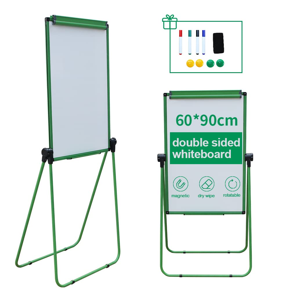 Photo 1 of Ringly Green Double-Sided U-Stand Whiteboard Easel, Dual Sided Freestanding Dry Erase Poster Board, 24 X 36 Inches, Mobile Dry Erase Flip-Chart Board, Height Adjustable Stand, White Color Frame