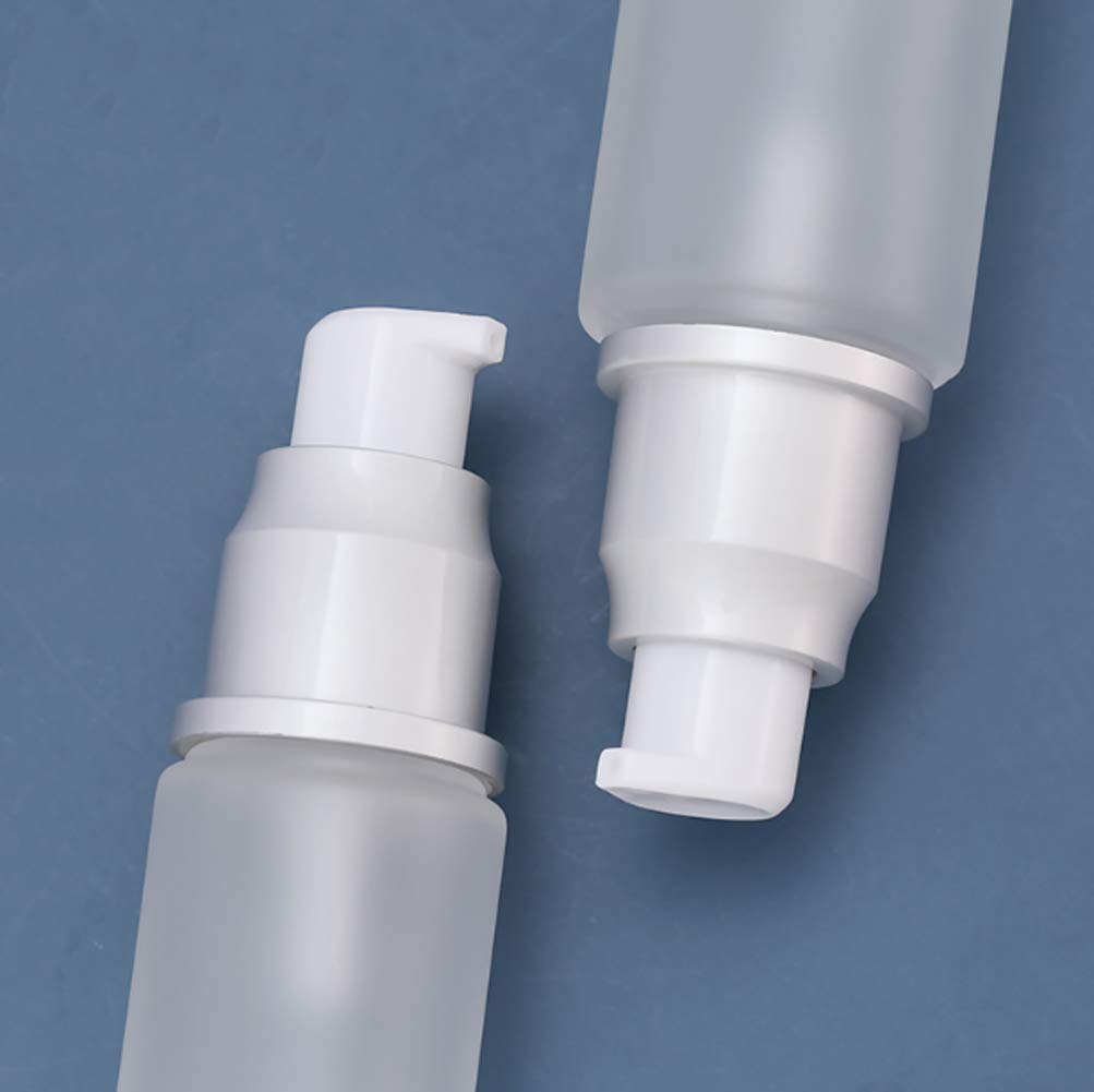 2PC Empty Glass Refillable Dispenser Pump Lotion Bottle White Frosted Bottle Dispenser Cosmetic Pump Lotion Bottle Containers For Skin Care Cream Liquid Essential Oil(100ML/3.4oz) : Beauty & Personal Care