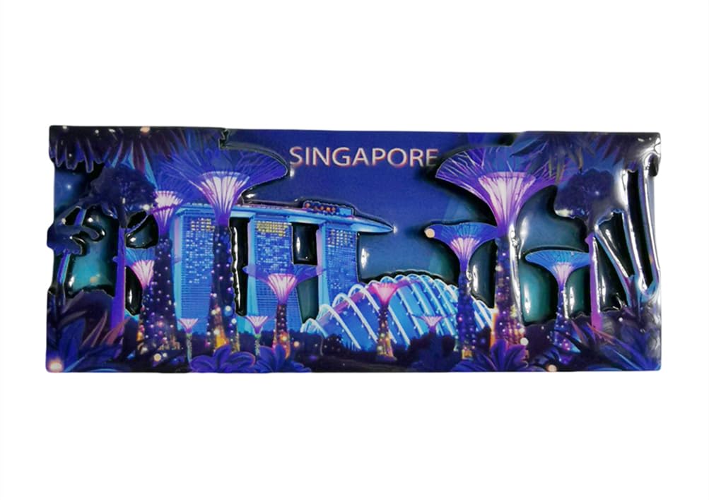 Calamita Da Frigorifero Singapore 3D – Souvenir Turistico In Legno 11,5x4,4 Cm, Magnete Forte, Decorazione Per Casa, Cucina O Ufficio