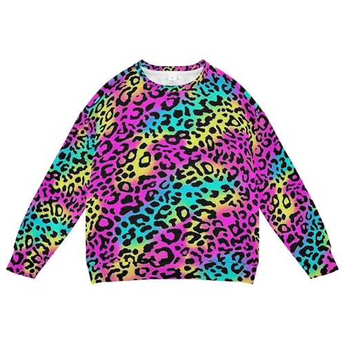 JUNZAN Fluorescent Leopard Kids Boys Hooded Sweatshirt Long Sleeve Outerwear for Kids Sports 4T