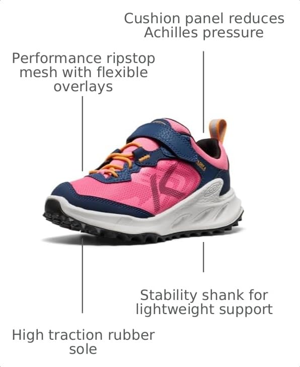 KEEN Unisex-Child Zionic Low Height Waterproof All Terrain Easy On Hiking Shoes, Naval Academy/Pink Lemonade, 2 by KEEN - Used condition - Image 3
