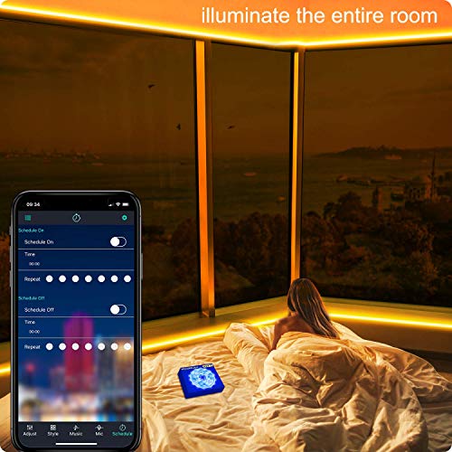 Micomlan 82Ft/25m LED Strip Lights, Music Sync Color Changing RGB LED Strip Built-in Mic, Bluetooth APP Controlled Home Lighting for Living Room Kitchen (APP+Remote+Mic+Music)
