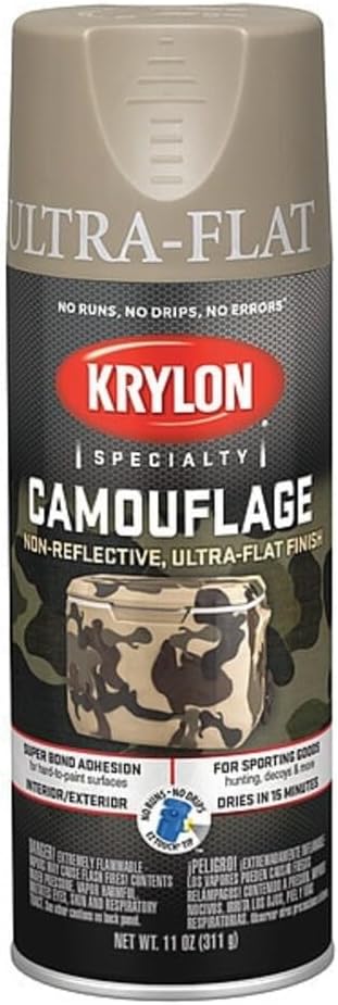 Krylon K04291000 Camouflage Fusion Plastic Paint Technology Aerosol Spray Paint, 11 oz, Camo Khaki, Krylon