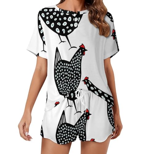 Pyjama femme Poulet Noir anti-transpiration léger pour nuits d'été