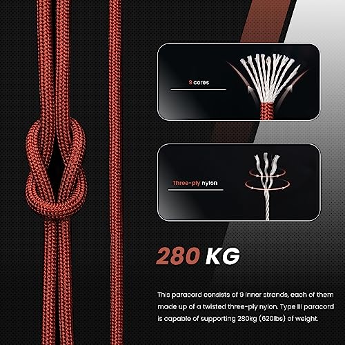 Abma Cord Paracord 620 lbs 4mm 9 Strands 100% Nylon 30M - Chocolate brown, Solid-chocolate Brown, 30 Meters - Image 3