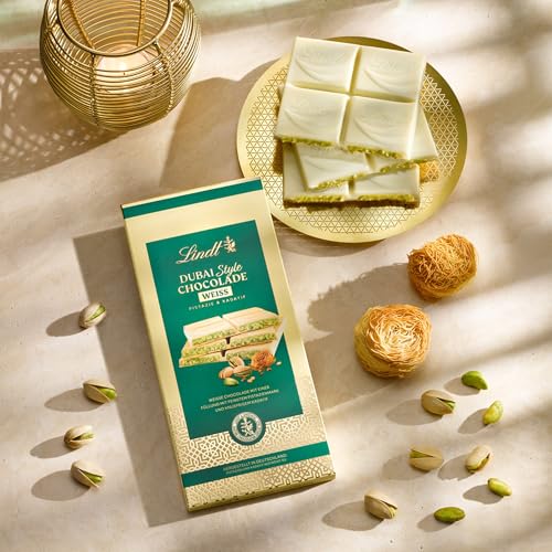 Lindt Schokolade | Dubai Style Chocolade Tafel weiß | 149g | Weiß Schokolade mit einzigartiger Füllung aus Pistazien-Creme und knusprigem Kadayif | Schokoladen-Tafel 3