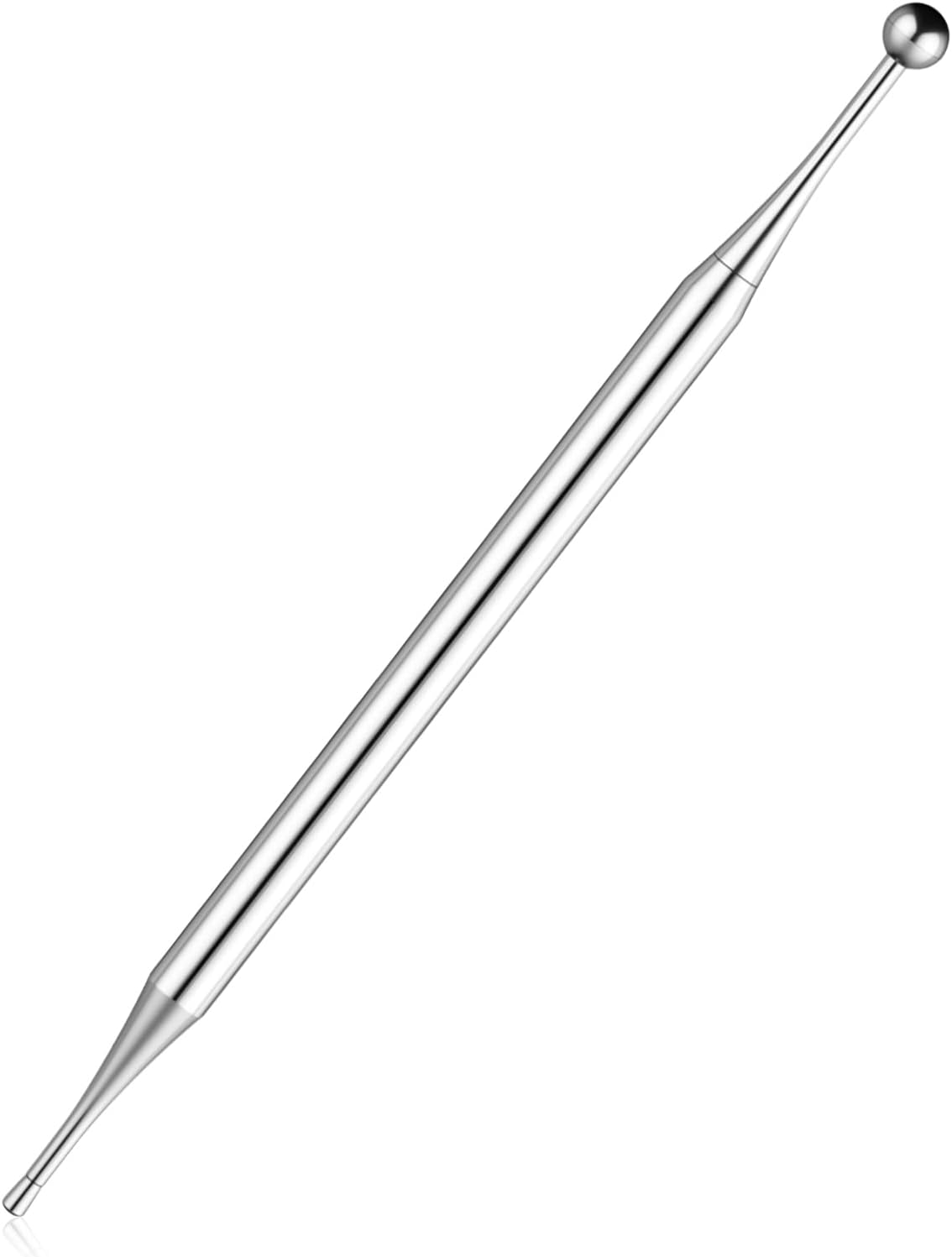 Acupuncture Pens Dual Head Facial Reflexology Tools Ear Body Point Probe Tip Muscle Relax Trigger Point Massage Fascia Tool for Deep Tissue, Stainless Steel (5.1in)