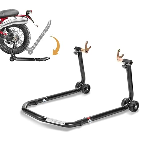 Peviasot Soporte de montaje trasero para motocicleta, elevador trasero de motocicleta, elevador de montaje de acero, ancho ajustable, trabajos de mantenimiento/montaje para motocicletas de hasta 300