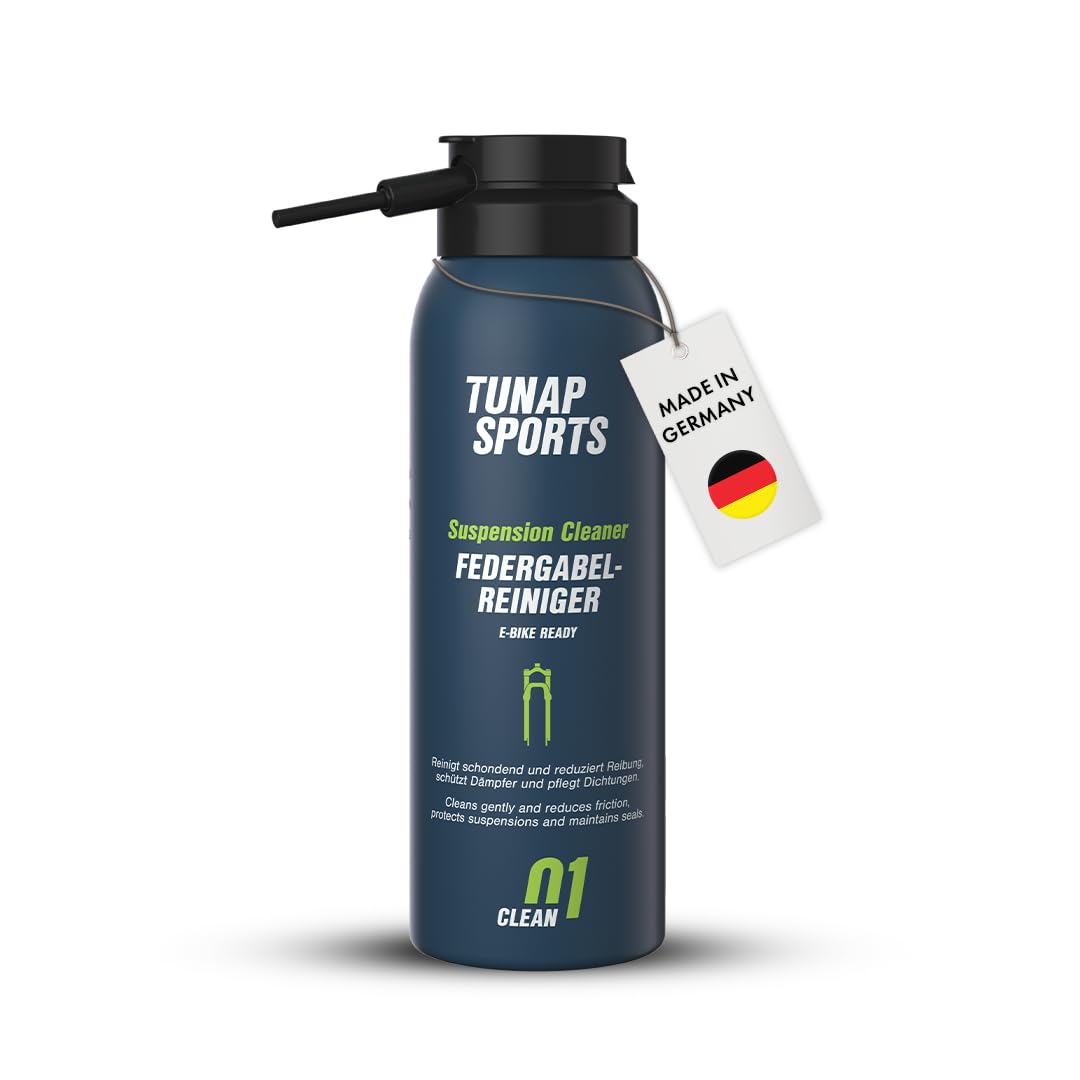 TUNAP SPORTS Federgabel-Reiniger 125ml | Spray für Dämpf- und Federelemente am Bike reinigt, pflegt, schmiert | Materialverträglich und schützt Dichtungen | E-Bike ready | Made in Germany