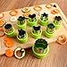 Fruit and Vegetable Cutter Stamp Set 9 Pieces - Love Heart, Star, Flower, Rabbit, Bear, Strawberry, Lace, Mushroom Shapes - Green Mini Pie Cookie Biscuit Mold for Baking