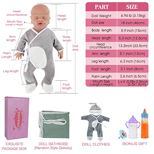 Vollence 18 Inch Sleeping Full Silicone Baby Dolls,Not Vinyl Dolls,Eye Closed Real Newborn Baby Dolls That Look Real, Realistic Lifelike Baby Doll - Boy #TOP4