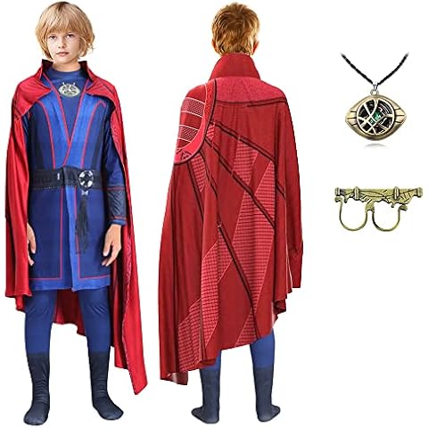 FUNTEKS Kids Costume Cosplay Jumpsuit Cloak with Necklace Ring Outfit 2024 Halloween Costume for Boys Cover