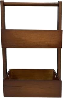 Amagogo Cosmetic Display Stand Wooden Organizer Rack Shelf Tray with Handle for Document Storage and Daily Items Lidless Wood Suitable for Desk Study Craft