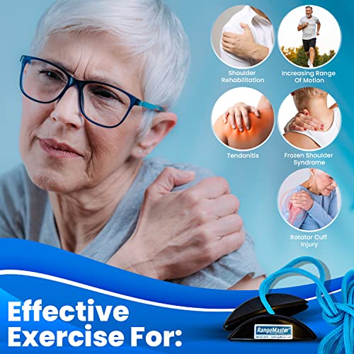 Rangemaster Blueranger Shoulder Pulley With Patient Guide │ Aids Recovery And Rehabilitation │ Helps Enhance Pain Free Range Of Motion │ Adjustable, Metal Bracket Door Attachment #TOP2