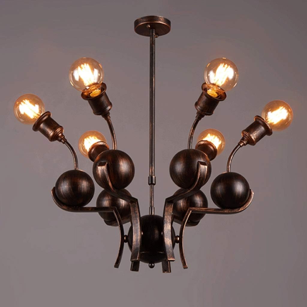 Chandelier- Industrial Style Dining Room Bedroom 76×43cm Light Pole: 80cm (Length Adjustable) V