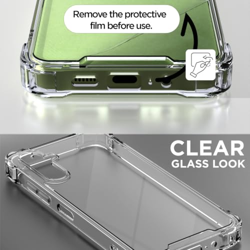 Image of Outlouders Back Cover for Samsung Galaxy A14 4G / A14 5G Clear Transparent PC + TPU Bumper Case with Raised Edges for Shockproof Protection (Transparent)